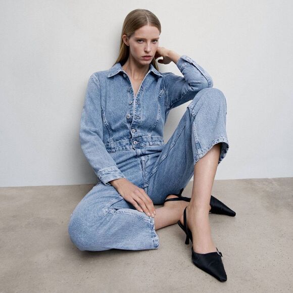 Mango Denim Jumpsuit With Cargo Pockets - Picture 4 of 10